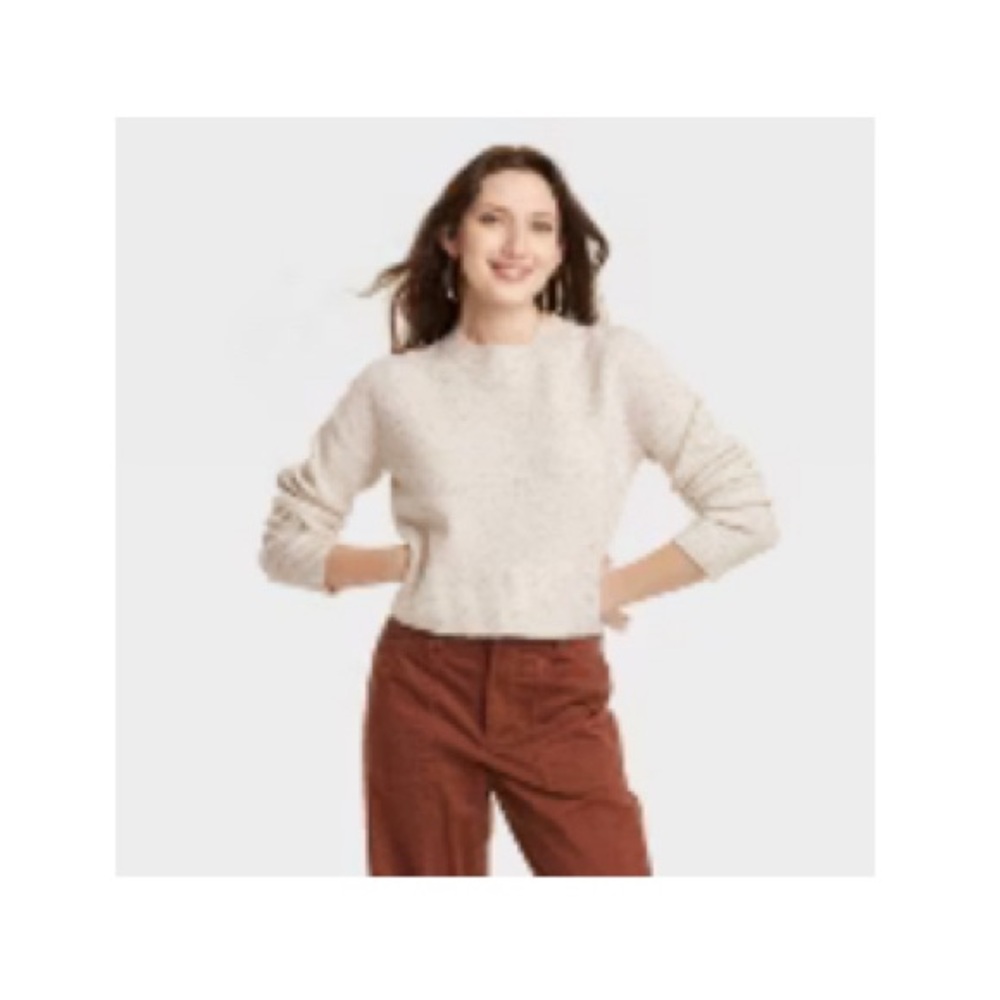 Women's Crewneck Cashmere-Like Pullover Sweater - Universal Thread™ Cream L